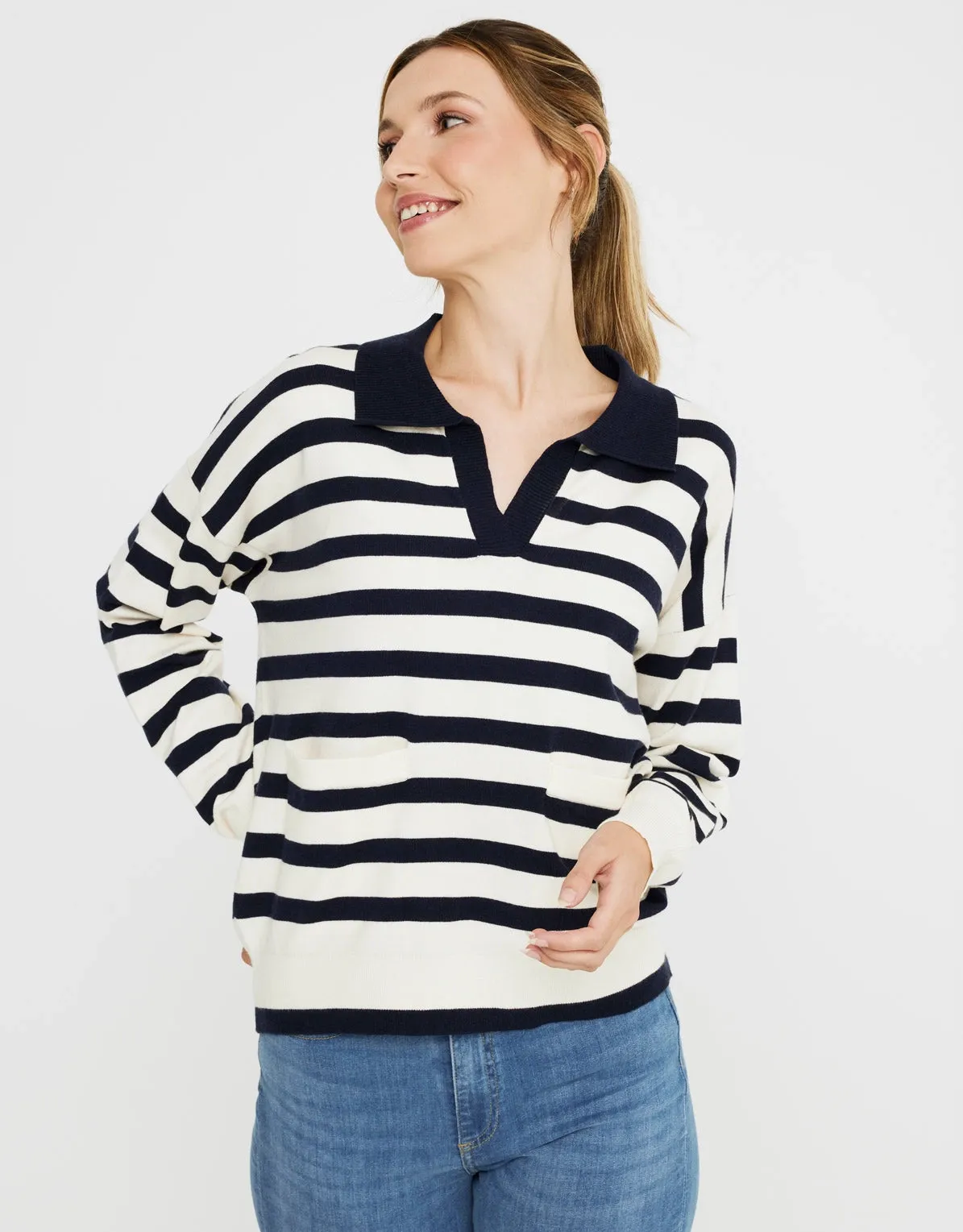 Long Sleeve Striped Sweater - Nataxa