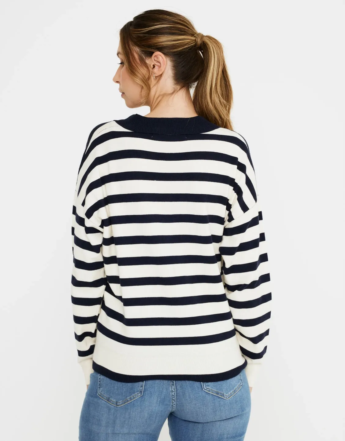 Long Sleeve Striped Sweater - Nataxa