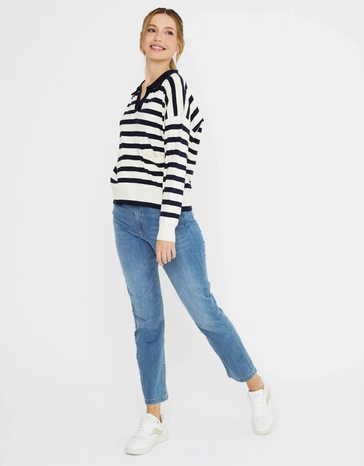 Long Sleeve Striped Sweater - Nataxa