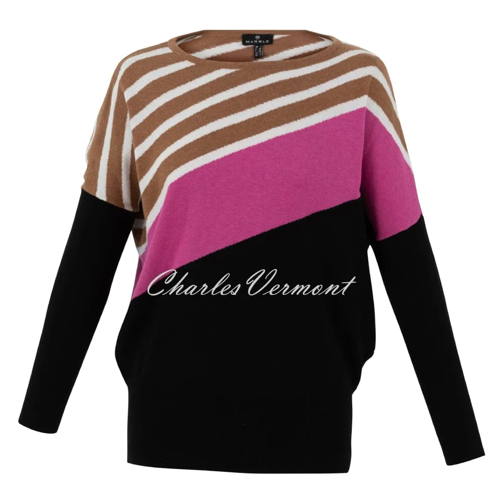 Marble Sweater - Style 7183-206 (Dark Pink / Black / Tobacco / Ivory)