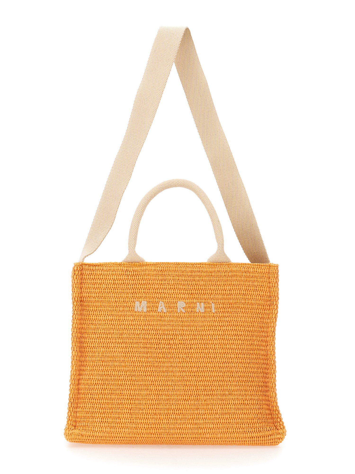 MARNI    LOGO WOVEN RAFFIA SMALL TOTE BAG