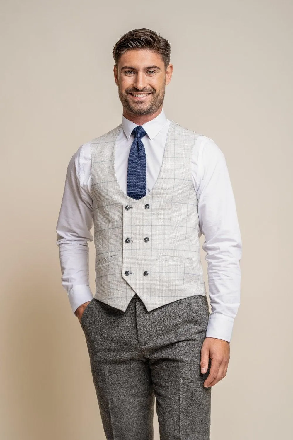 Martez Grey Suit With Radika Check Waistcoat