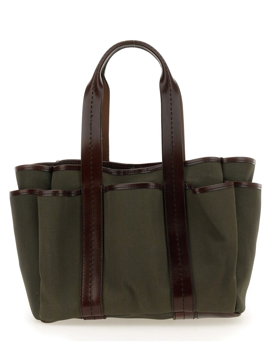 MAX MARA    CANVAS AND LEATHER GIARDINIERA TOTE BAG