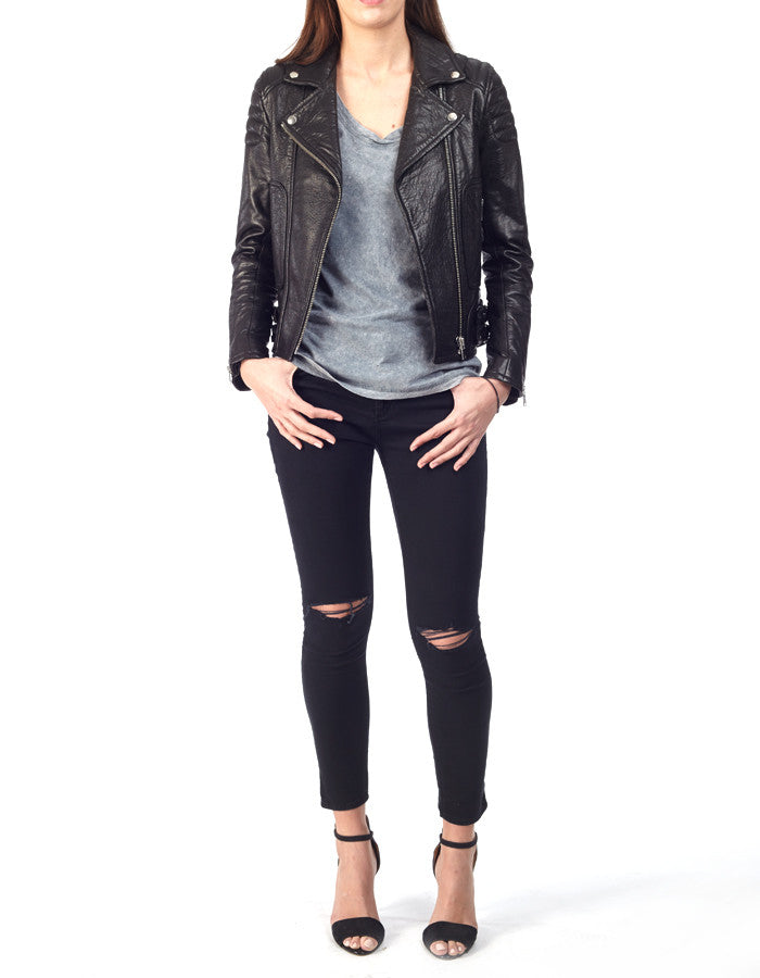 MAX - Textured-Leather Biker Jacket