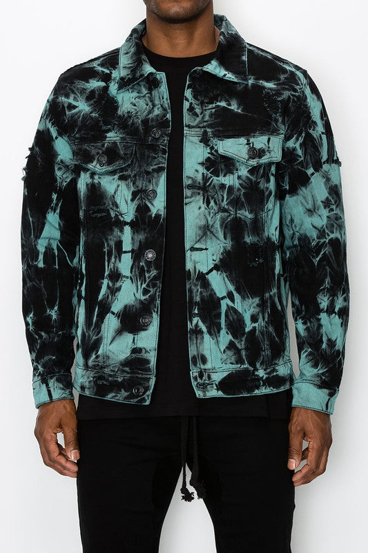 Men Tie Dye Denim Jacket