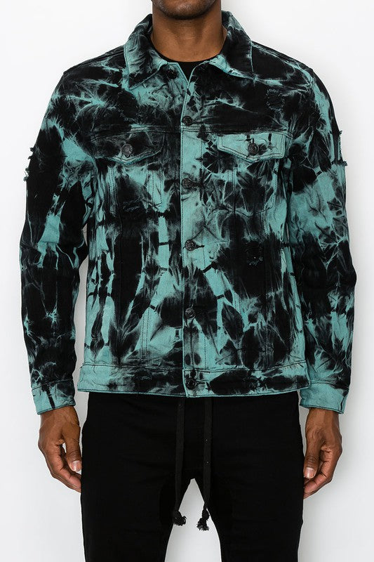 Men Tie Dye Denim Jacket