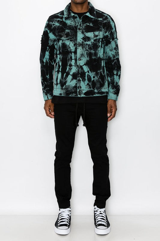 Men Tie Dye Denim Jacket