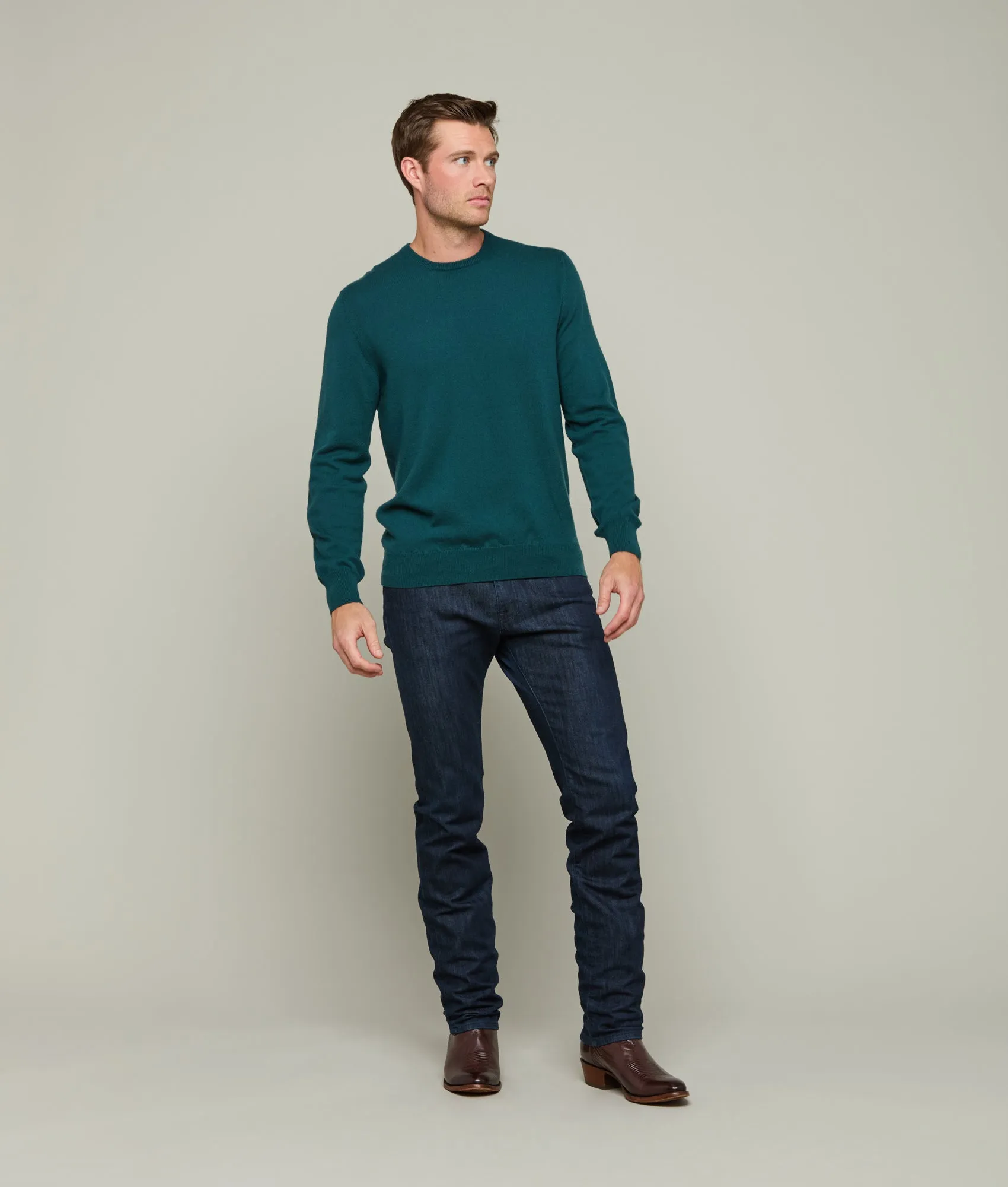 Men's Cashmere Crewneck Sweater :: Teal