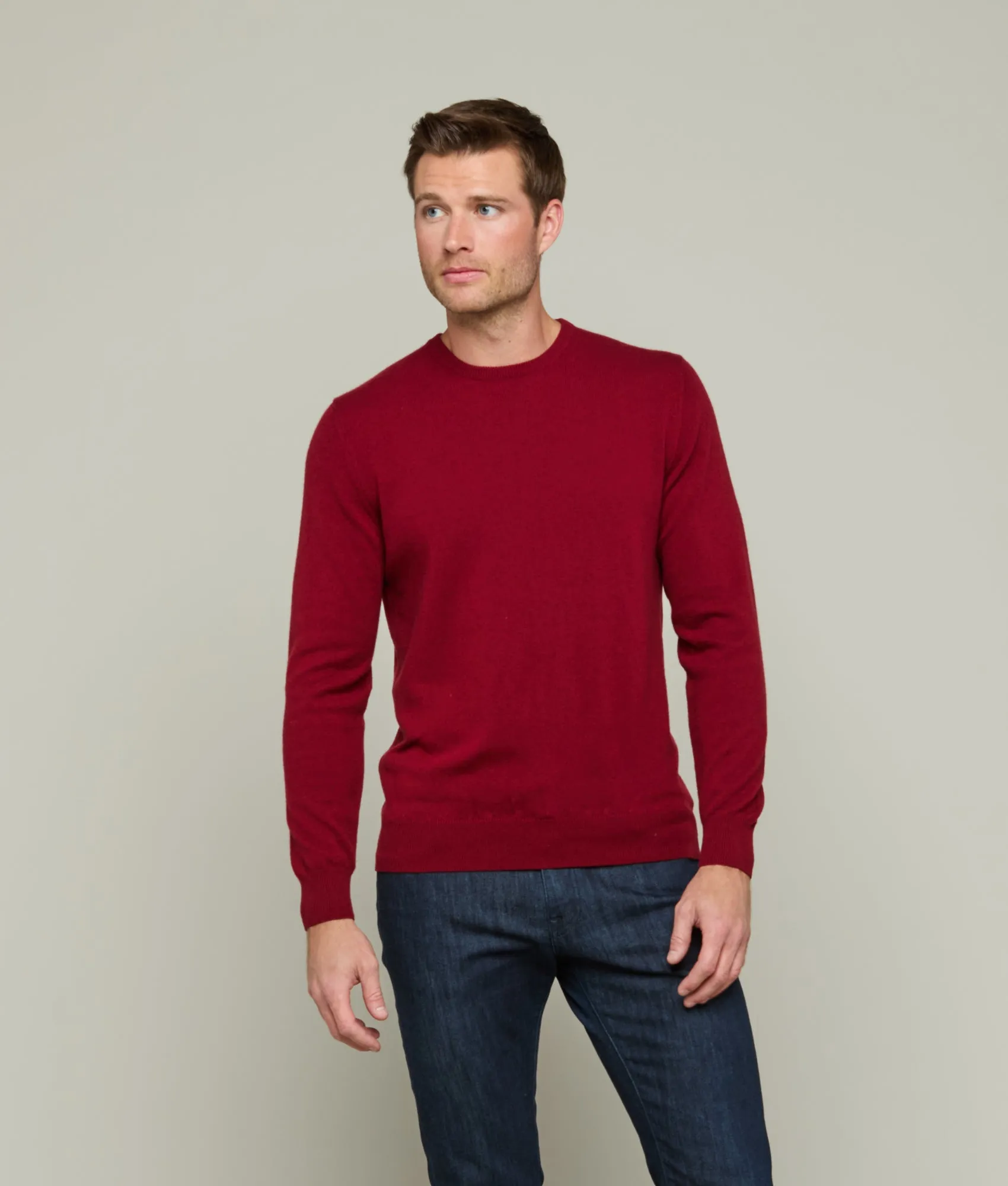 Men's Cashmere Crewneck Sweater :: Wine