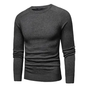 Men's Cotton Knitted O-neck Knitwear Jumper Plain Polo Pullover Sweater