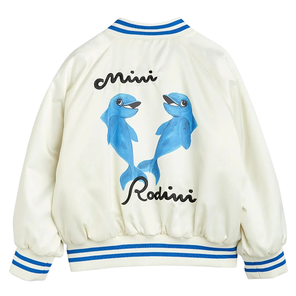 Mini Rodini Child Dolphins Baseball Jacket White