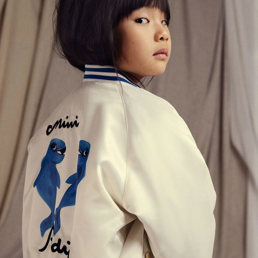 Mini Rodini Child Dolphins Baseball Jacket White