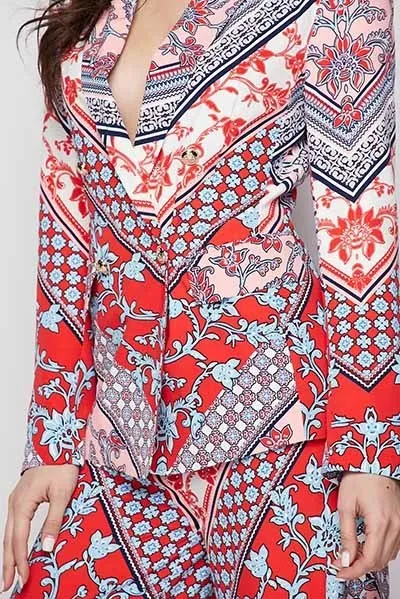 Mix & Match Two Piece Scarf Print Suit Set