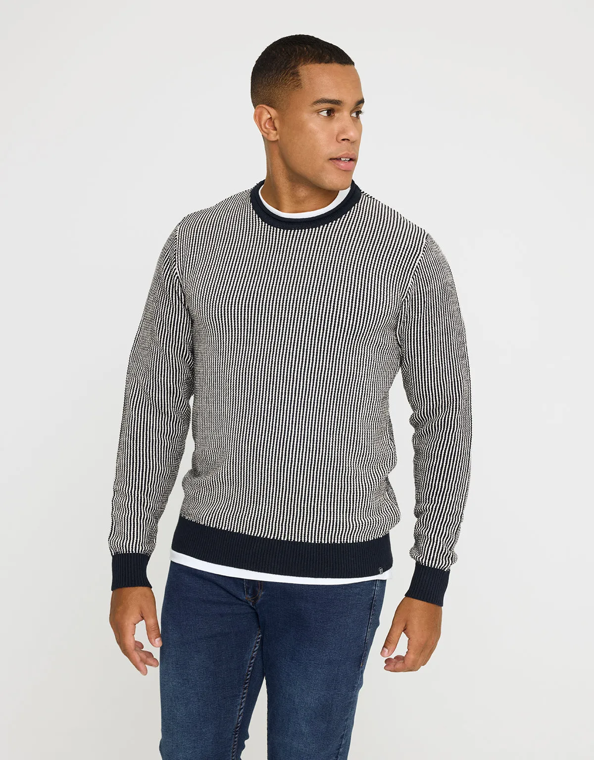 Navy Blue Long Sleeve Sweater - Nasaur