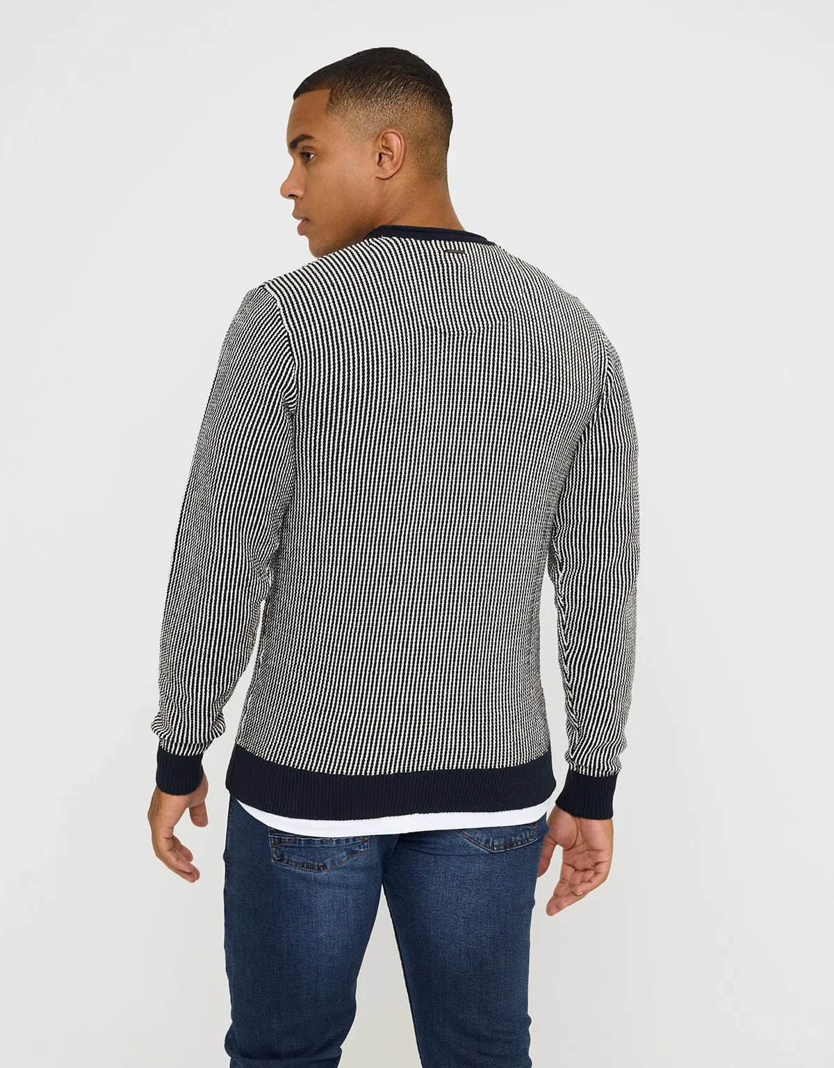 Navy Blue Long Sleeve Sweater - Nasaur