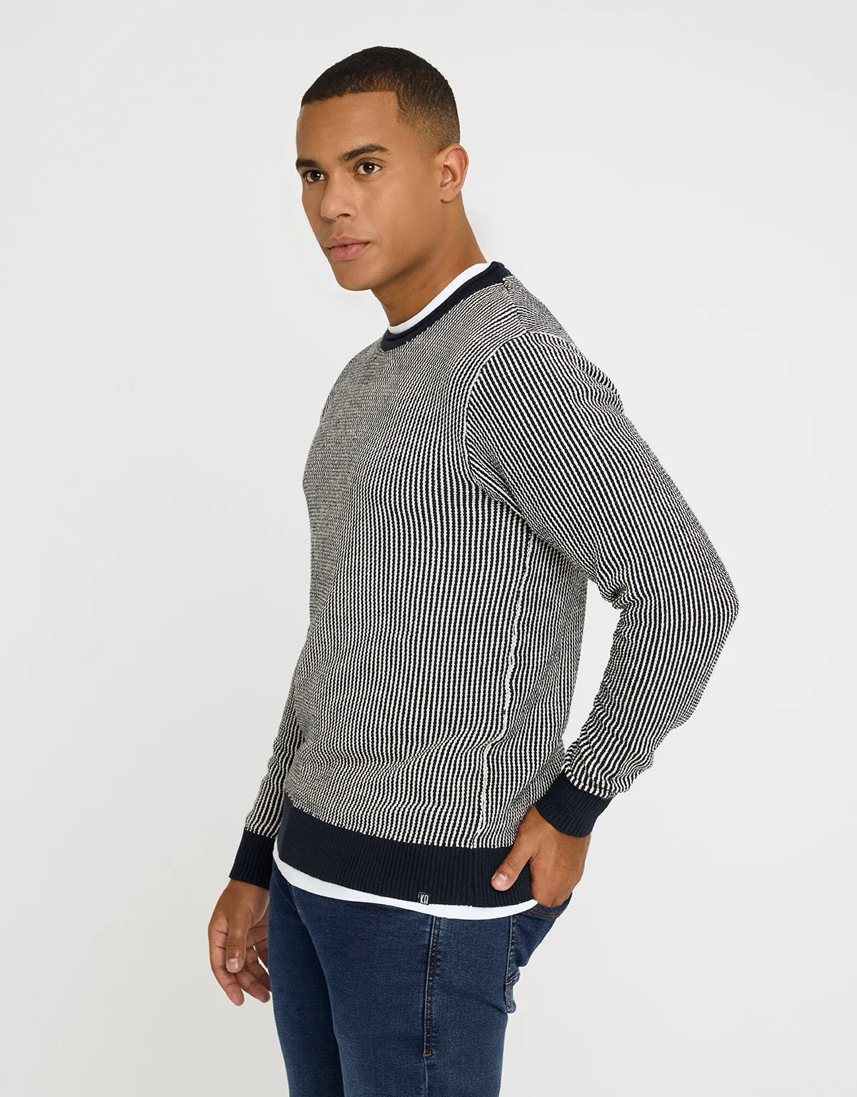 Navy Blue Long Sleeve Sweater - Nasaur