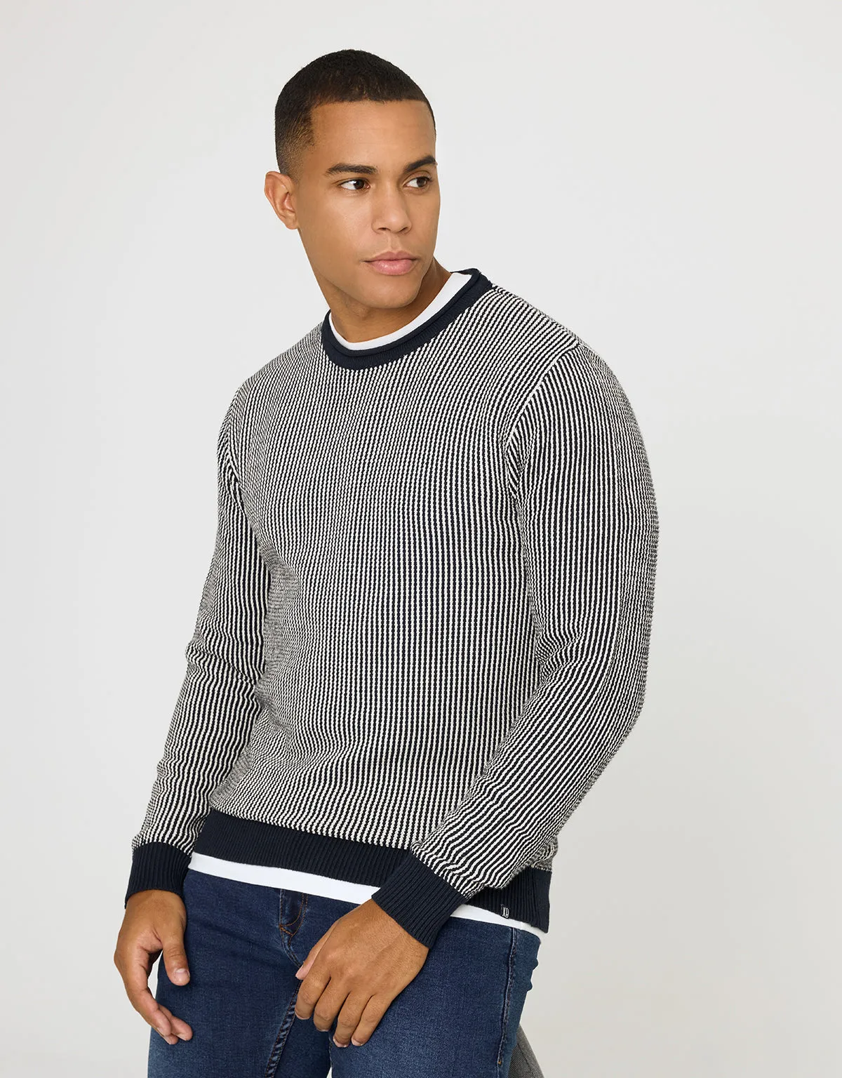 Navy Blue Long Sleeve Sweater - Nasaur