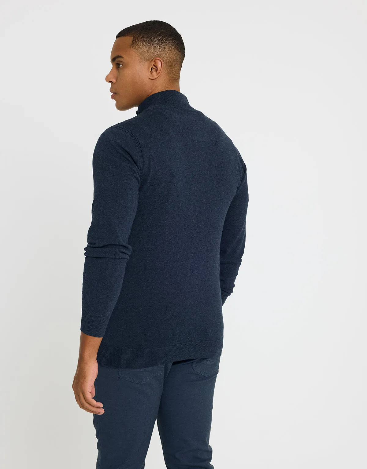 Navy Blue Zip Up Sweater - Picos