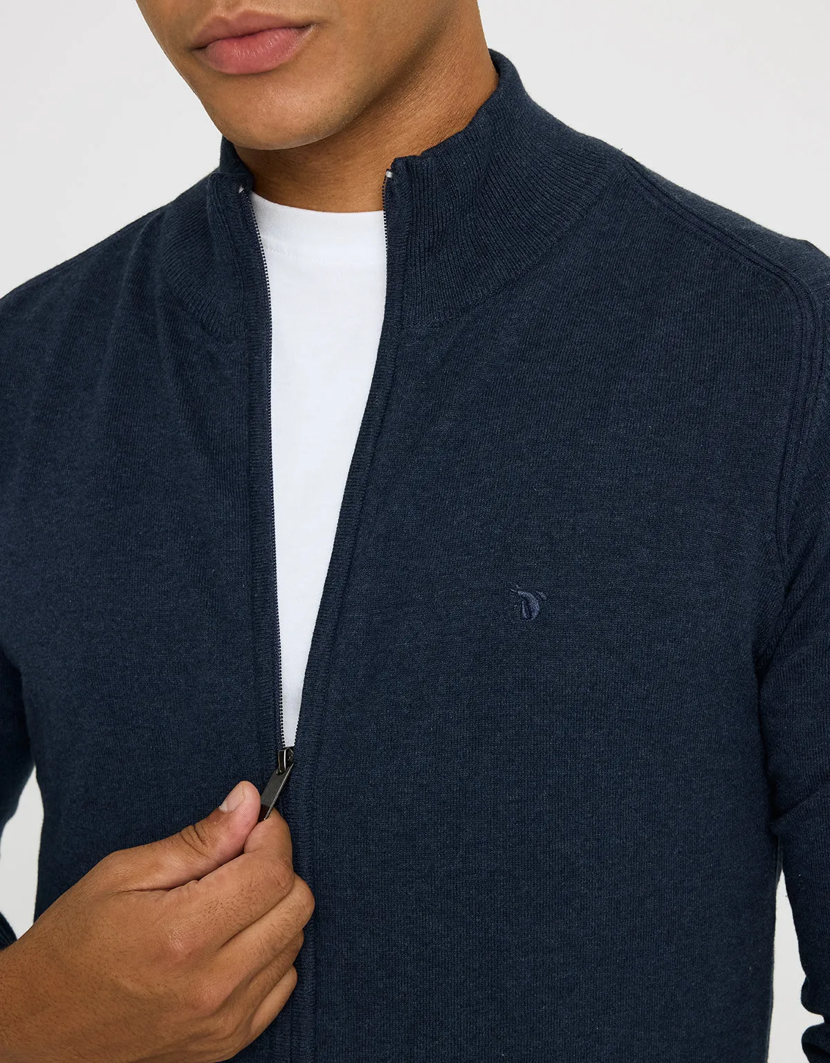 Navy Blue Zip Up Sweater - Picos