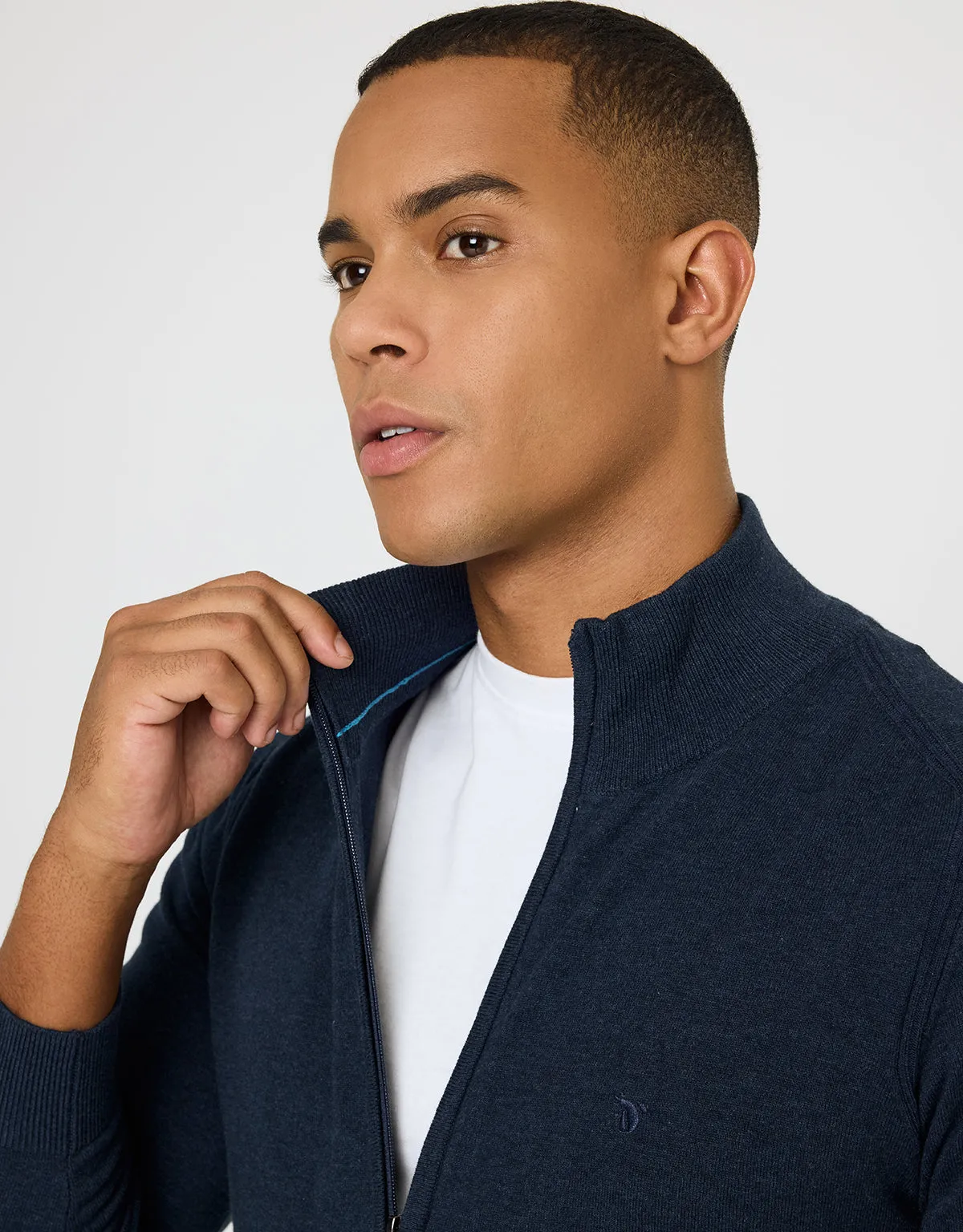 Navy Blue Zip Up Sweater - Picos