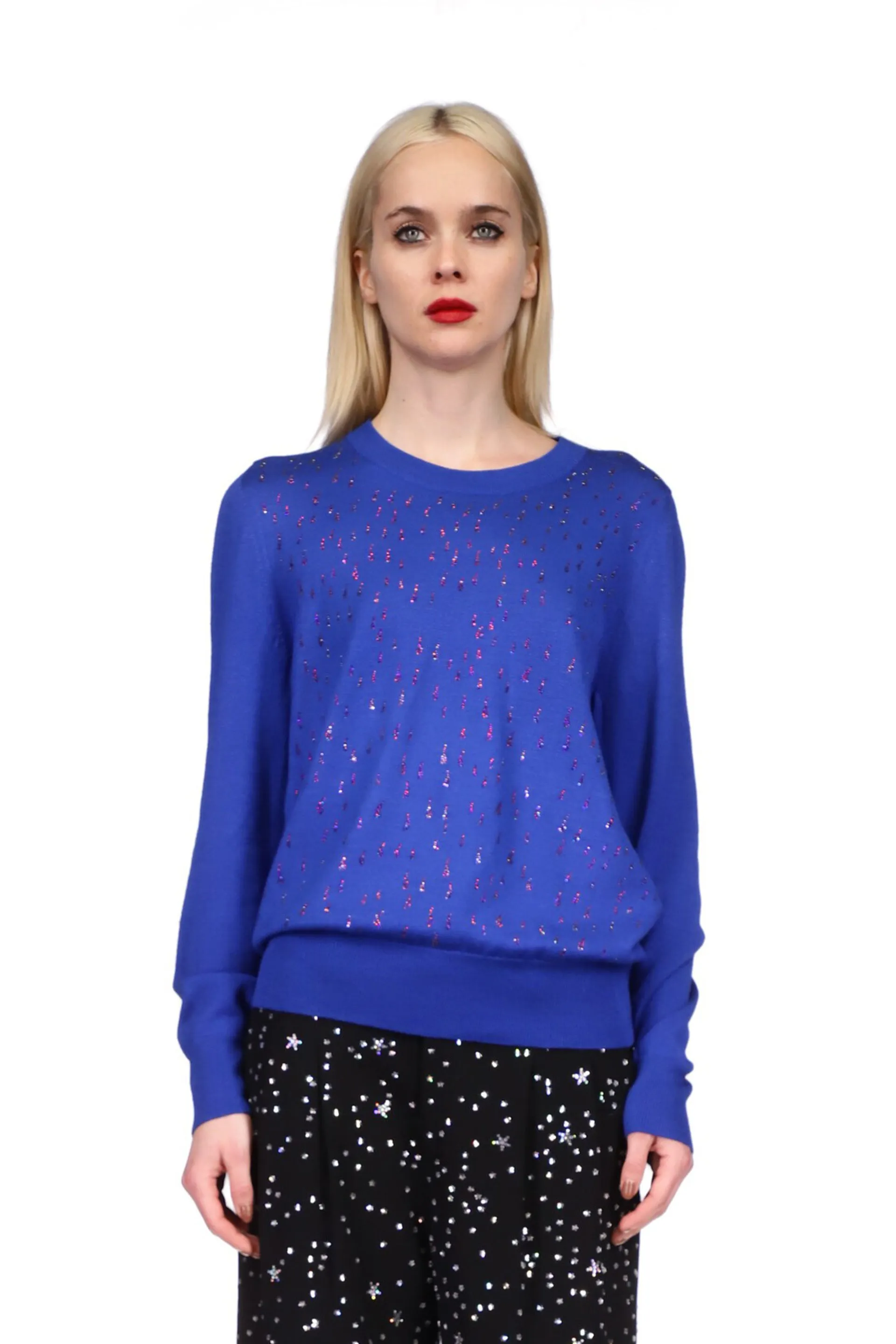 'OIL SLICK' COBALT CREWNECK SWEATER