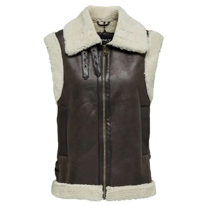 ONLY GIACCA SMANICATA FAUX LEATHER WAISTCOAT 15304239