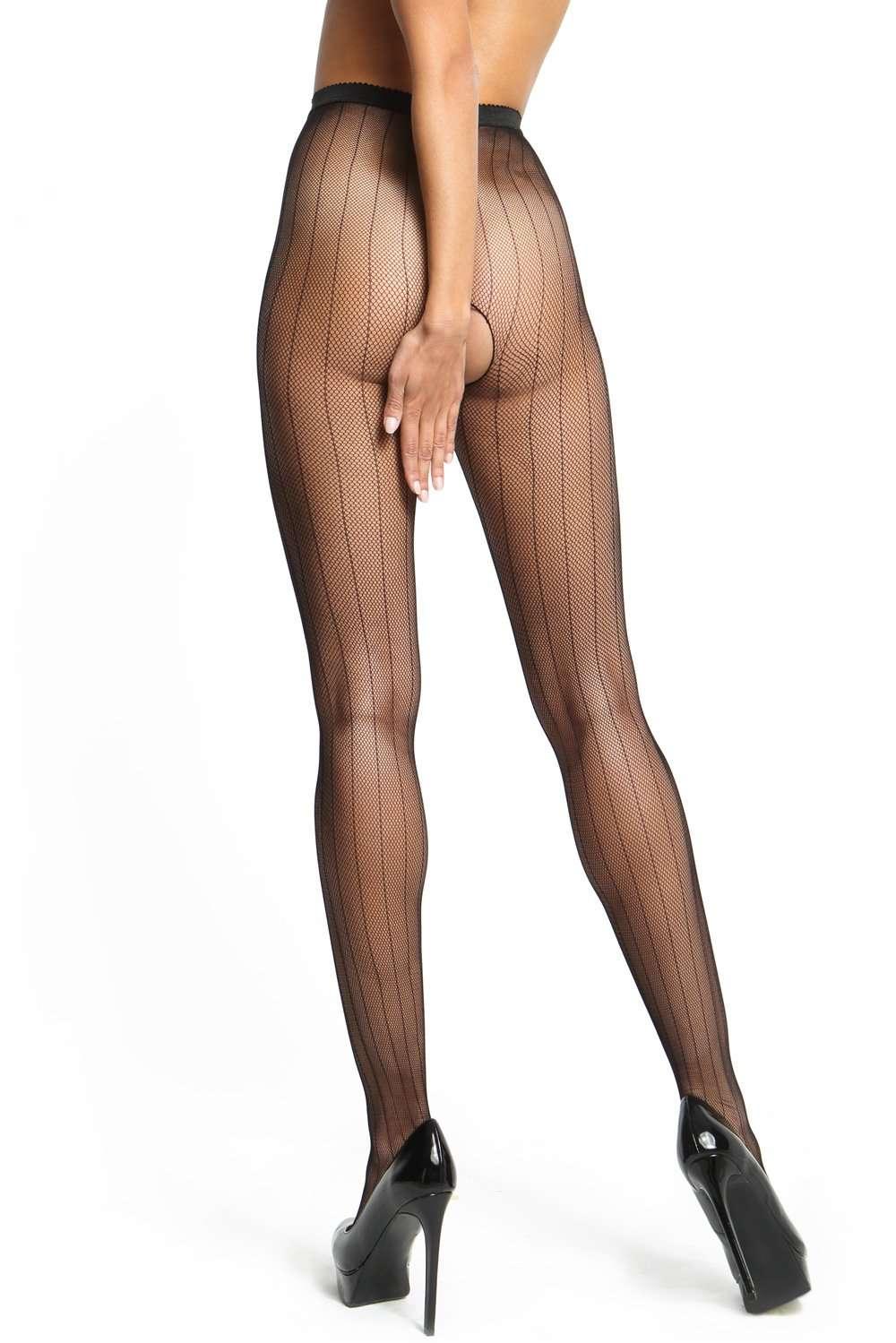 Open Crotch Seamed Fishnet Tights 20 Denier