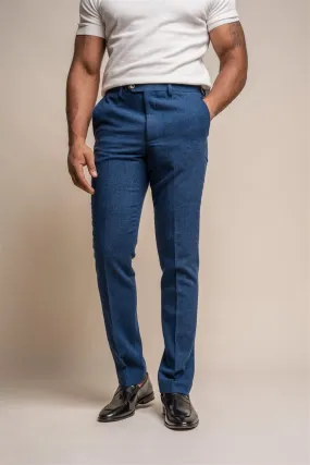 Orson Blue Tweed Slim Fit Trousers