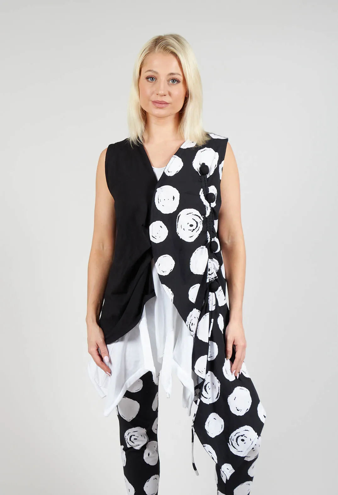 Paint Polka Dot Print Waistcoat in Black