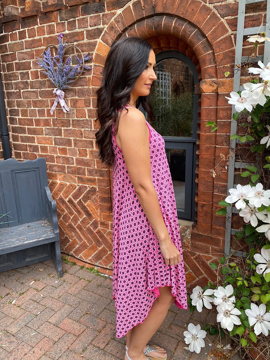 Patterned Vest Dress Kelly