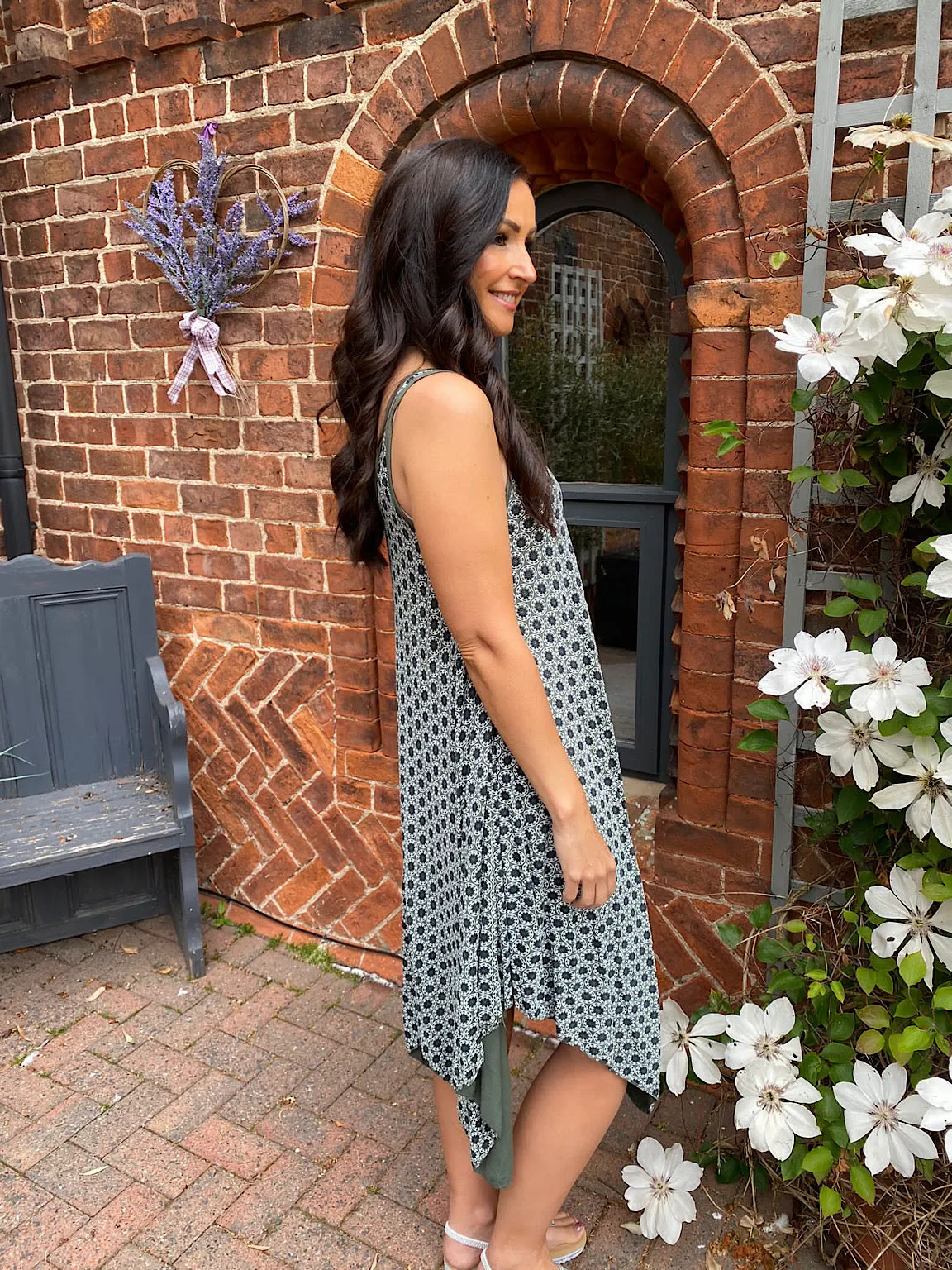 Patterned Vest Dress Kelly