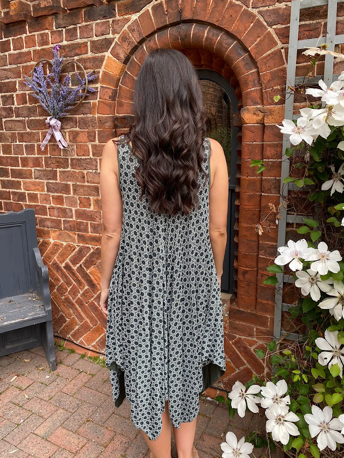 Patterned Vest Dress Kelly