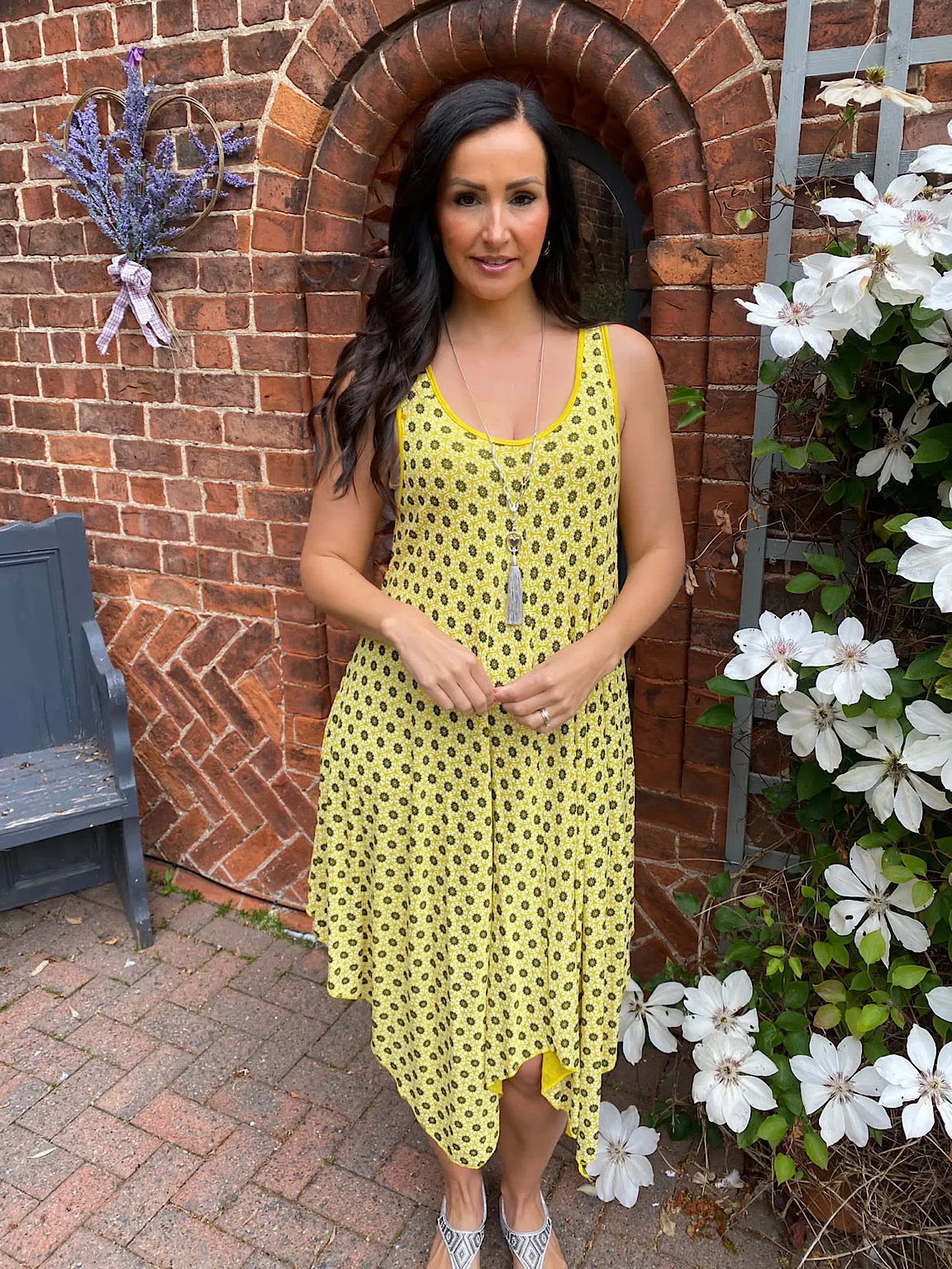 Patterned Vest Dress Kelly