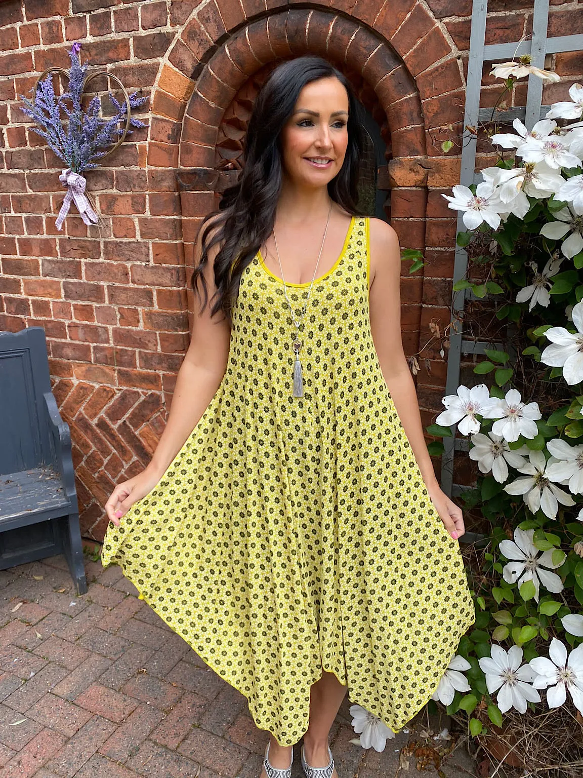 Patterned Vest Dress Kelly