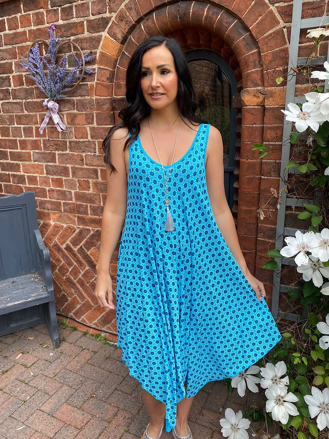 Patterned Vest Dress Kelly