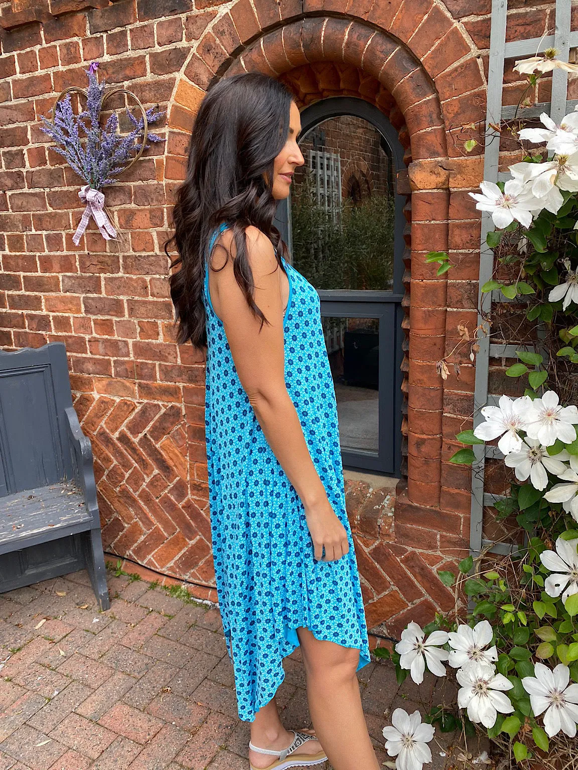 Patterned Vest Dress Kelly