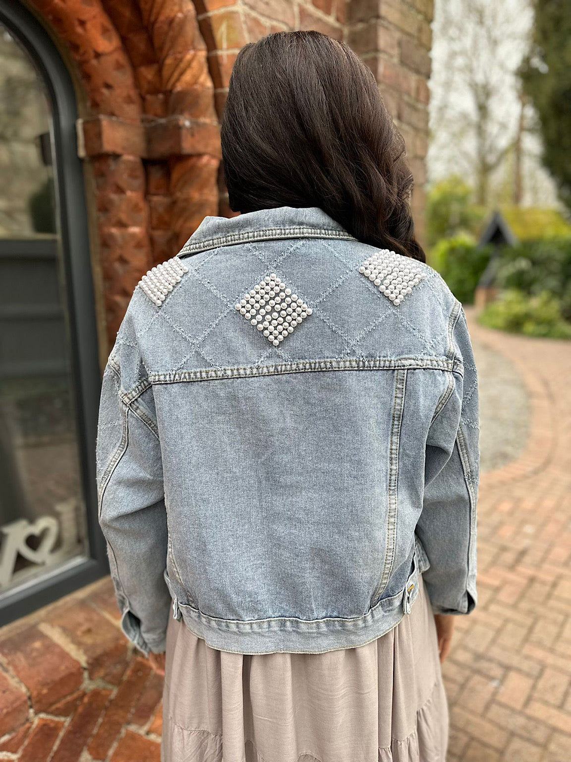 Pearl Detail Denim Jacket Lucie