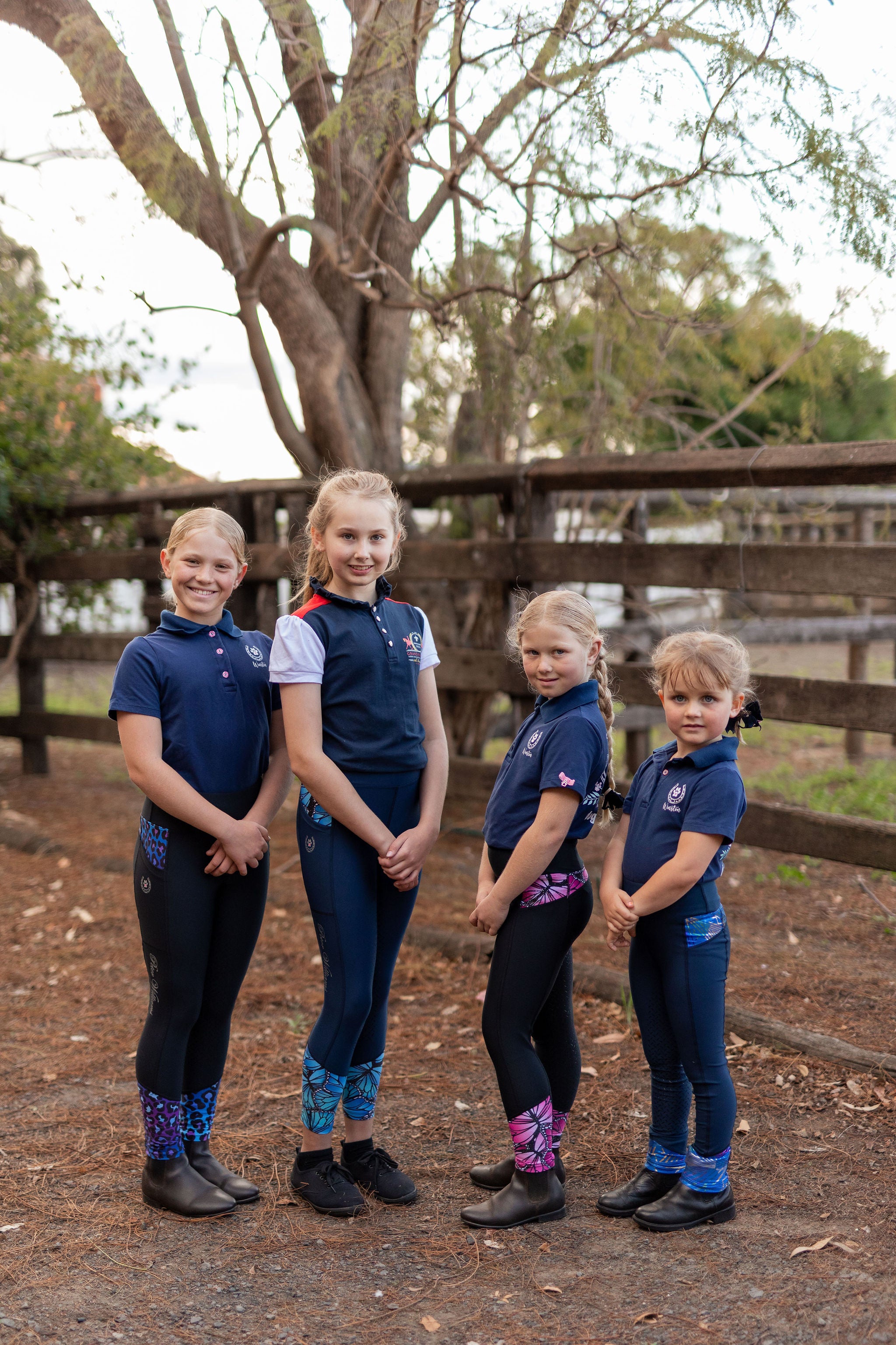 Performance Riding Tights - NAVY with BLUE REEF