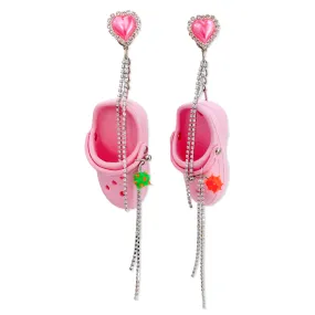 Pink Bedazzled Mini Croc Earrings