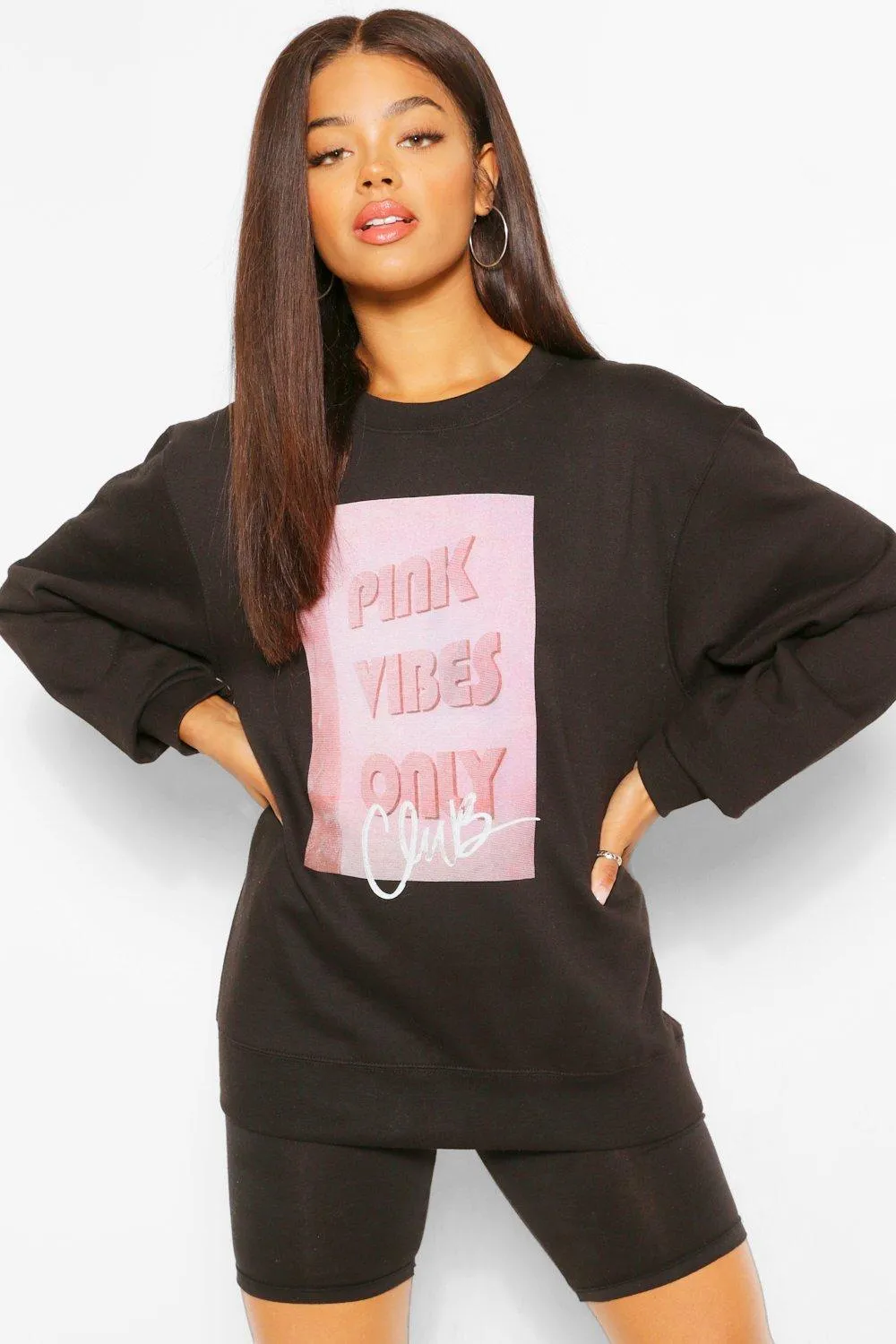 Pink Vibes Only Club Oversized Sweater