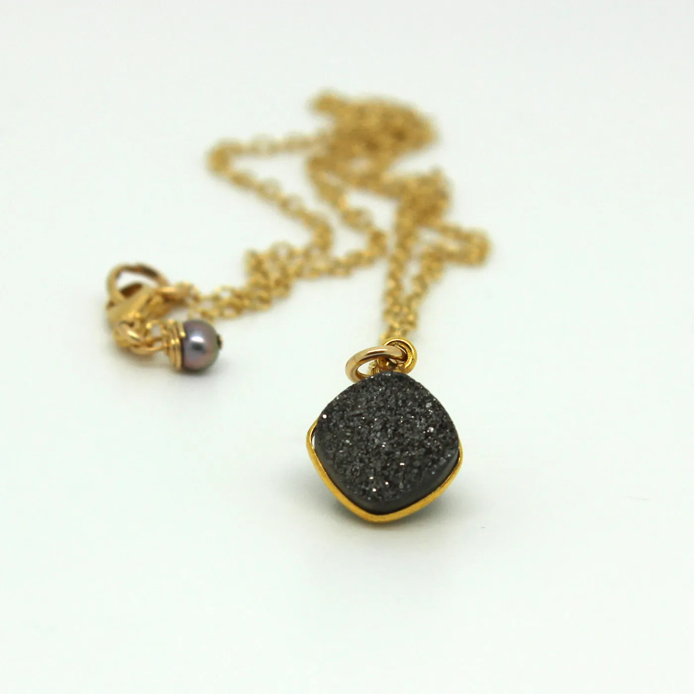 Platinum Druzy Diamond Necklace