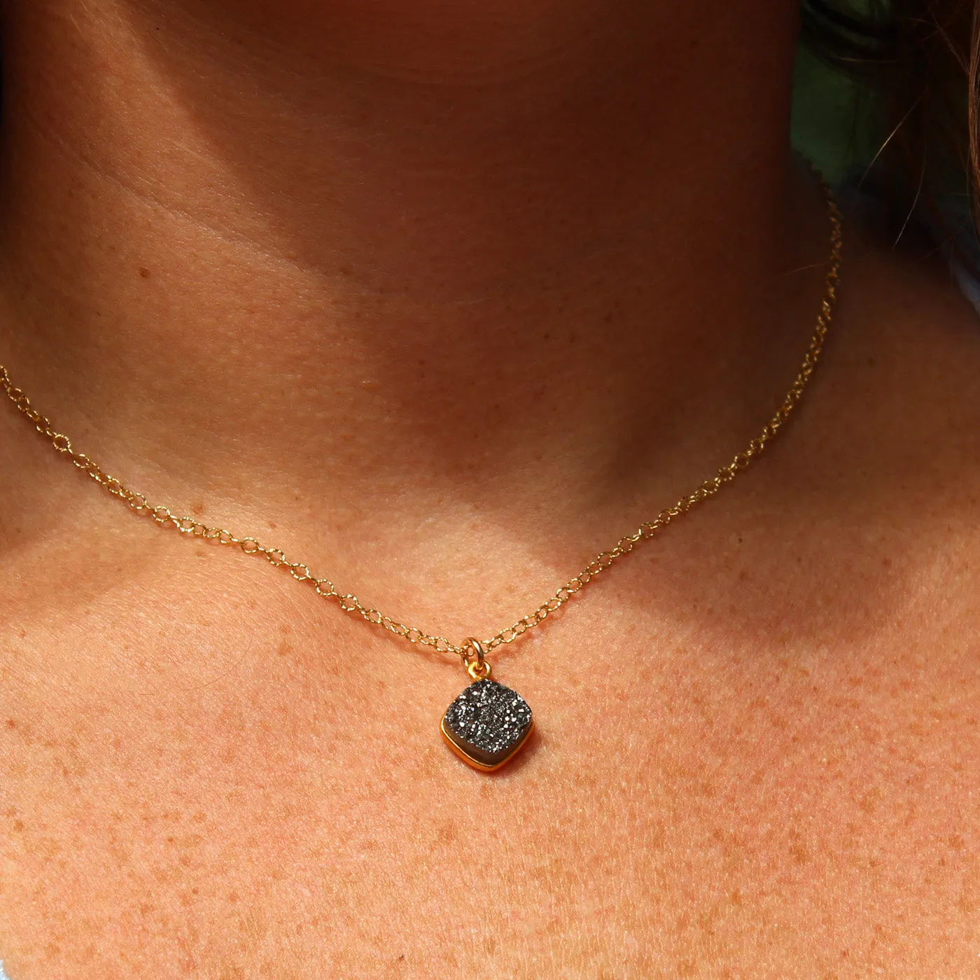 Platinum Druzy Diamond Necklace