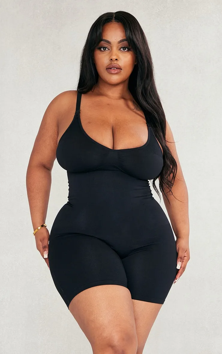 Plus Black Shapewear Unitard