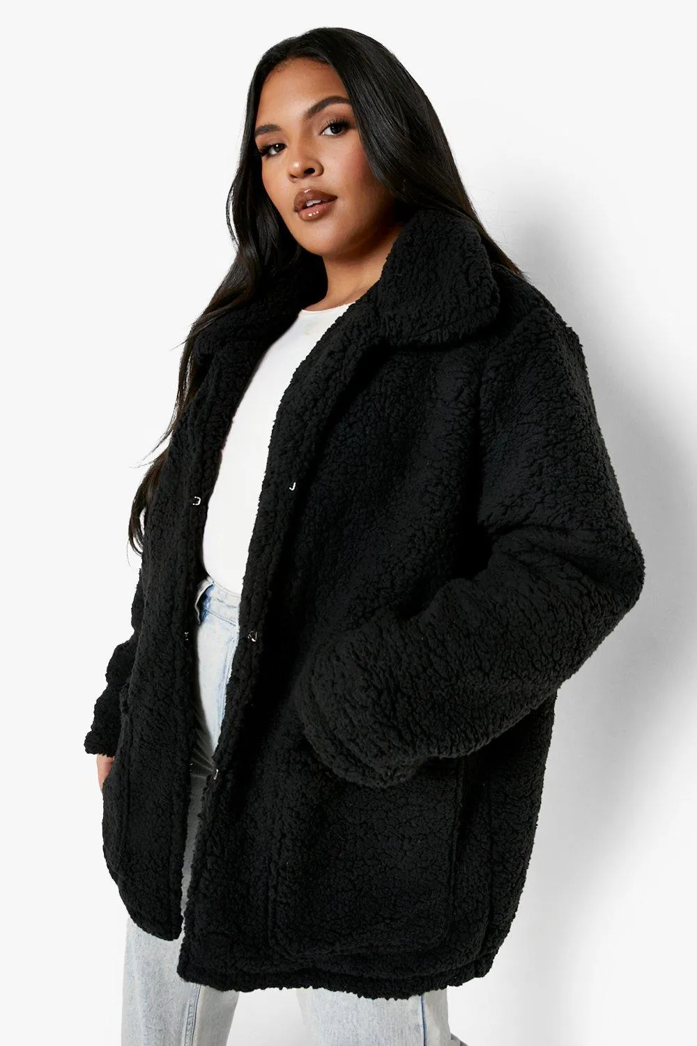 Plus Faux Fur Teddy Coat