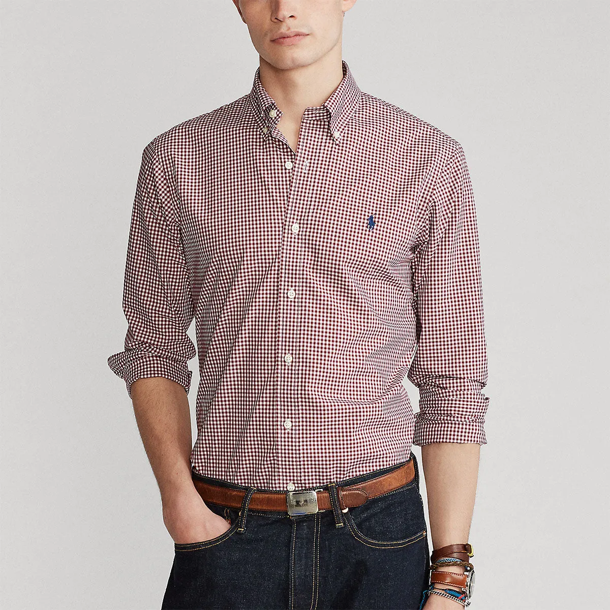 Polo Ralph Lauren - Slim Fit Poplin Check Shirt in Red/White