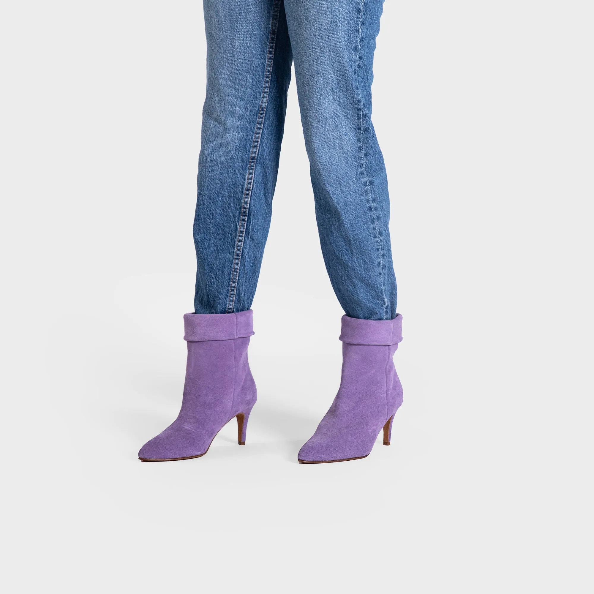 PURPLE SUEDE ANKLE BOOTS