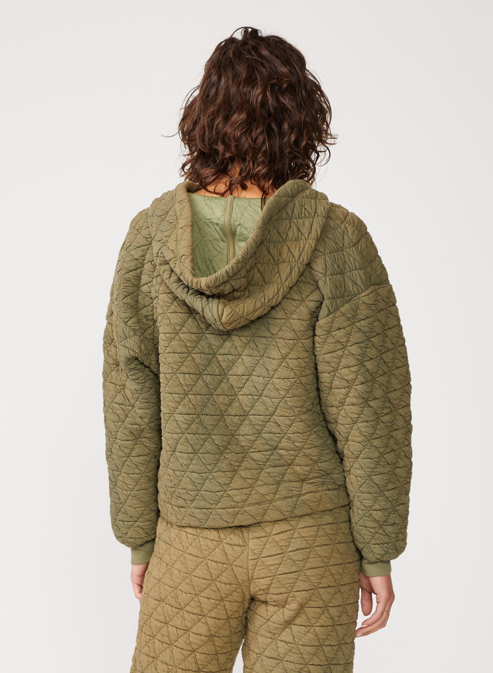 Quilted Knit Zip-Up Hoodie