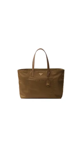 Re-edition 1978 Large Re-nylon And Saffiano Leather Tote Bag - Caramel