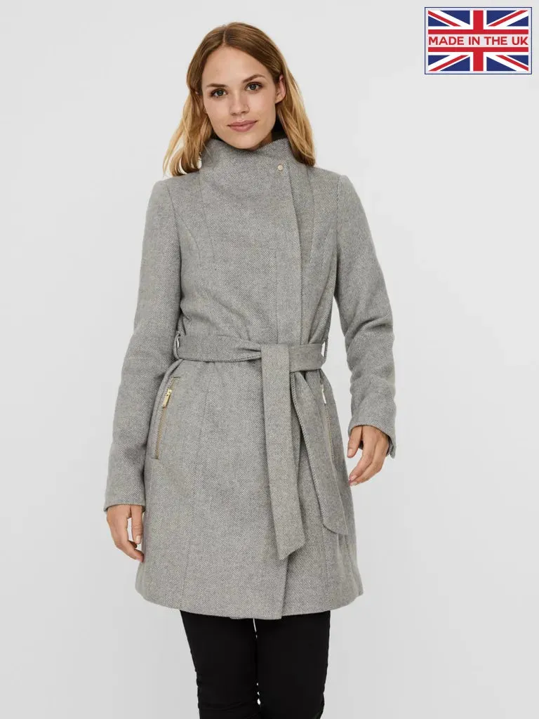 Recycled Wool Blend Belted Winter Coat