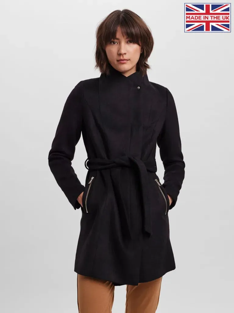 Recycled Wool Blend Belted Winter Coat